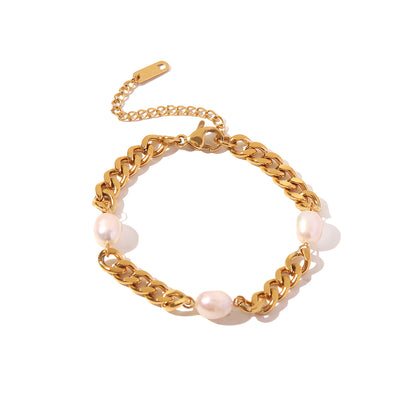 Lock Pearl Trio Bracelet