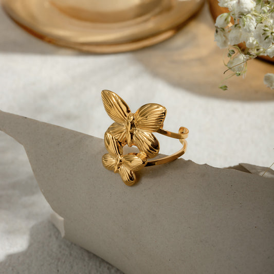 Golden Flutter Duo Ring