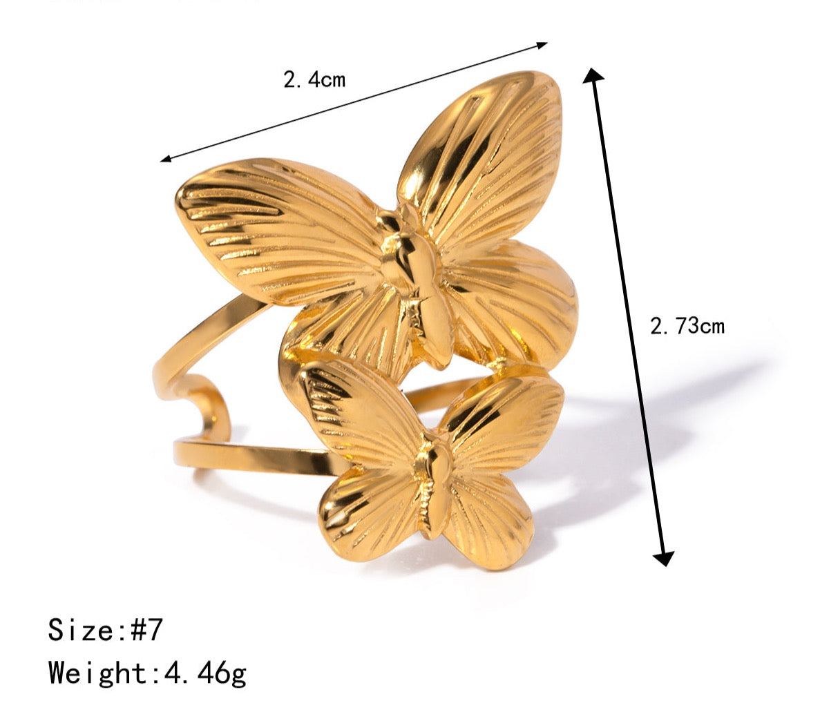 Golden Flutter Duo Ring